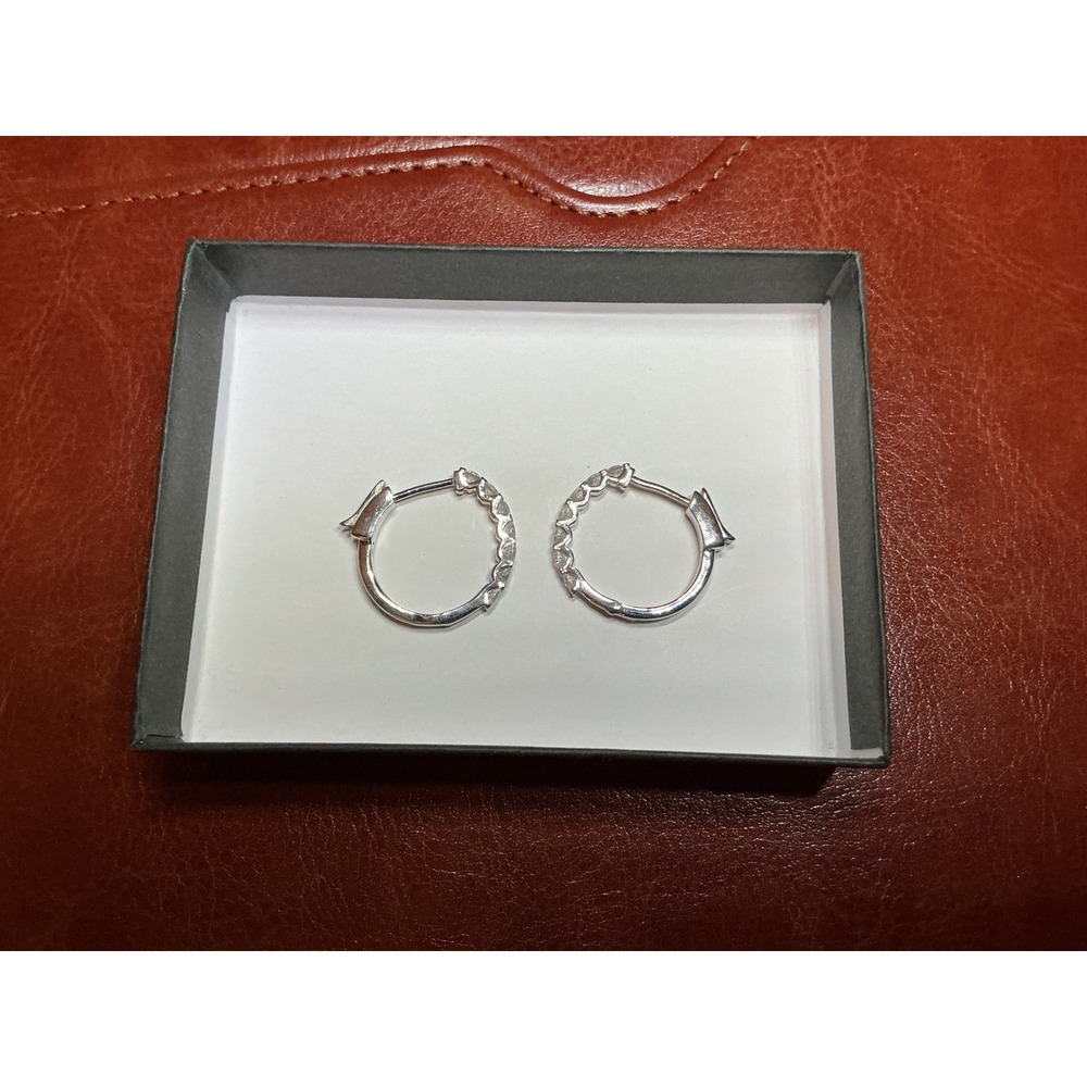 Diamond Sterling Silver Hoop Earrings, tension set, 1.10 carats - Picture 11 of 14